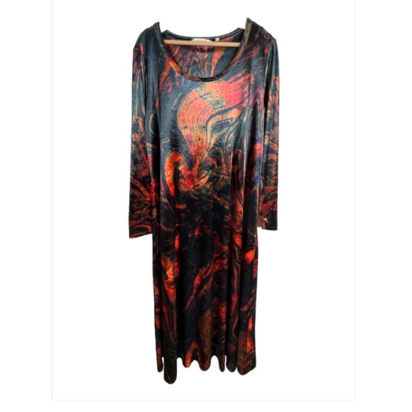 Soft Surroundings Santiago Velvet Maxi Dress XL Long Sleeve Whimsigoth Boho Art - Picture 2 of 11